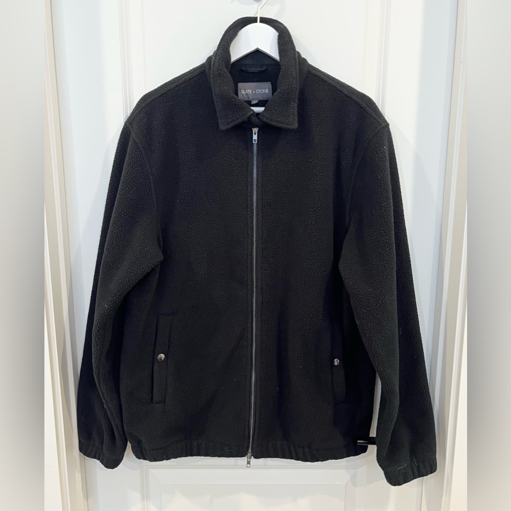Slate and Stone Men's Black Full Zip Fleece Jacket Size M